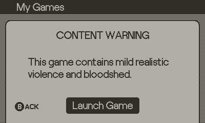 Content warning displayed on Playdate screen